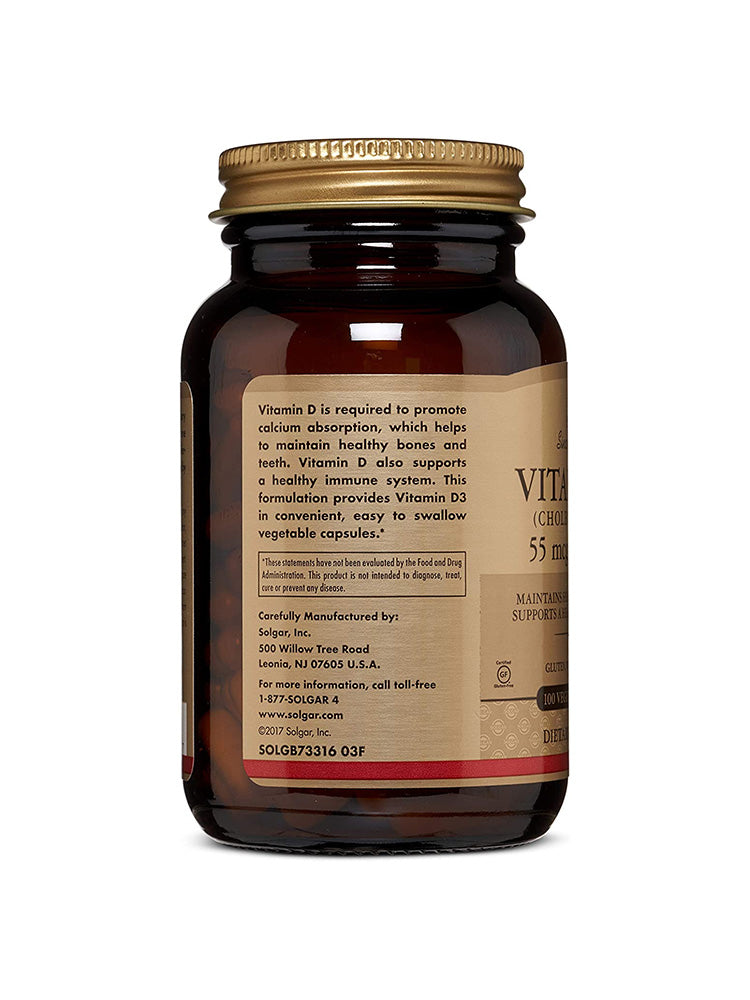 Solgar Vitamin D3 (Cholecalciferol) 2200 IU Veg Cap 100 tablets